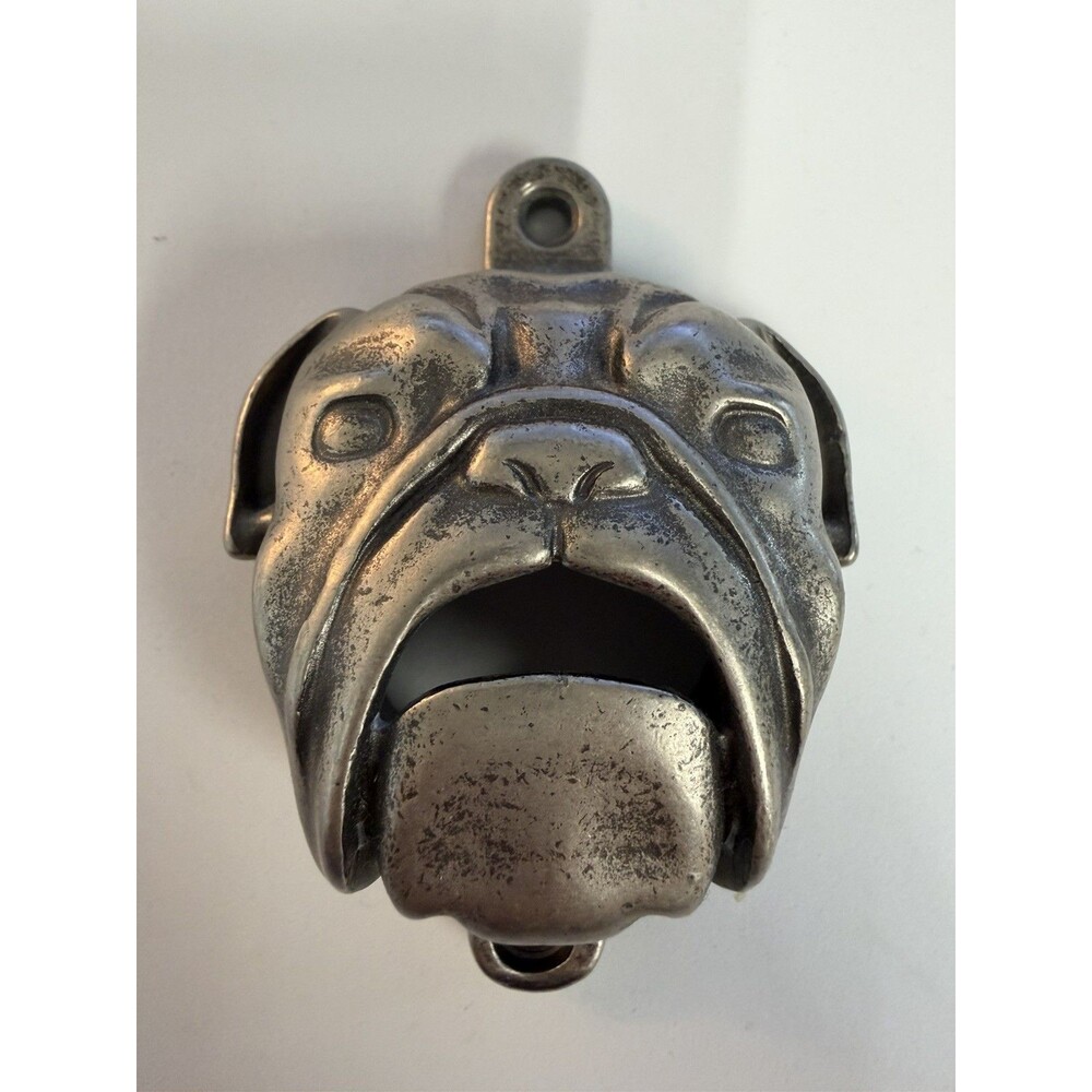 WILLIAMS-SONOMA BULLDOG Heavy Metal Wall Mount Bottle Opener Home Bar Man Cave